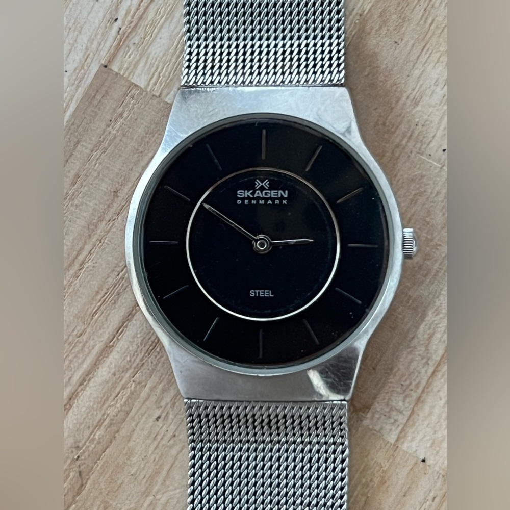 Skagen Steel Denmark Ladies Watch Black Dial Stainless Adjustable Bracelet